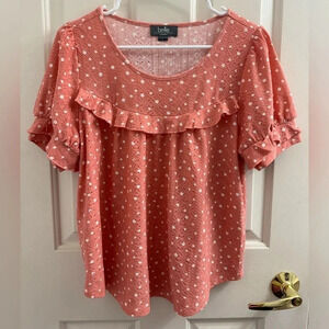 Belle by Belldini pink polka dot blouse